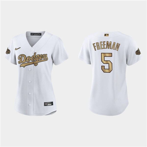 Women's Los Angeles Dodgers #5 Freddie Freeman White 2022 All-Star Stitched Baseball Jersey(Run Small)